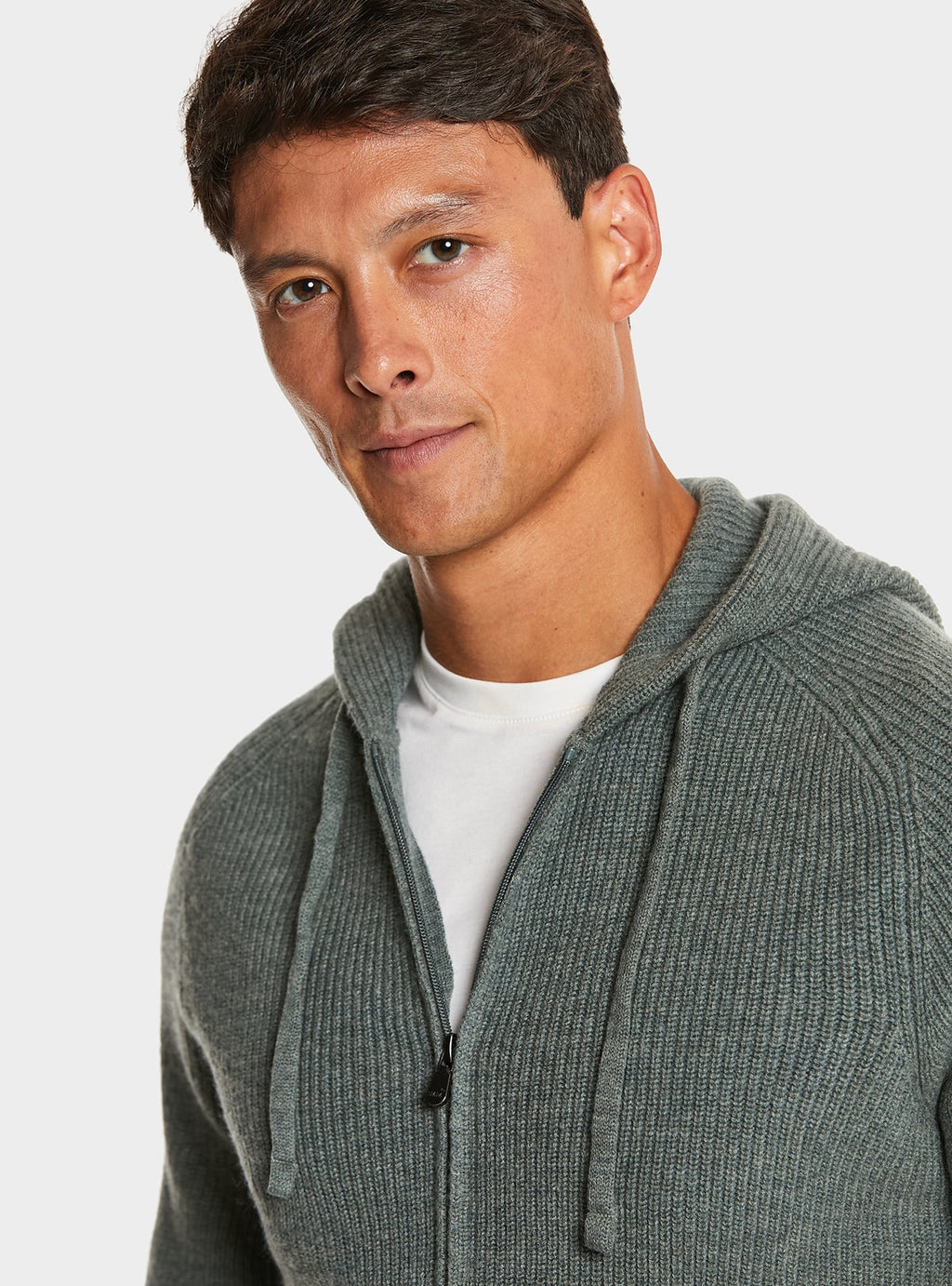 Cardigan full zip a coste in lana e cashmere-2