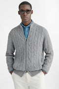 Cardigan a trecce in pura lana e cashmere-0