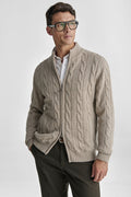 Cardigan a trecce in pura lana e cashmere-0
