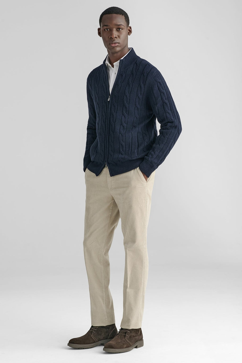 Cardigan a trecce in pura lana e cashmere-1