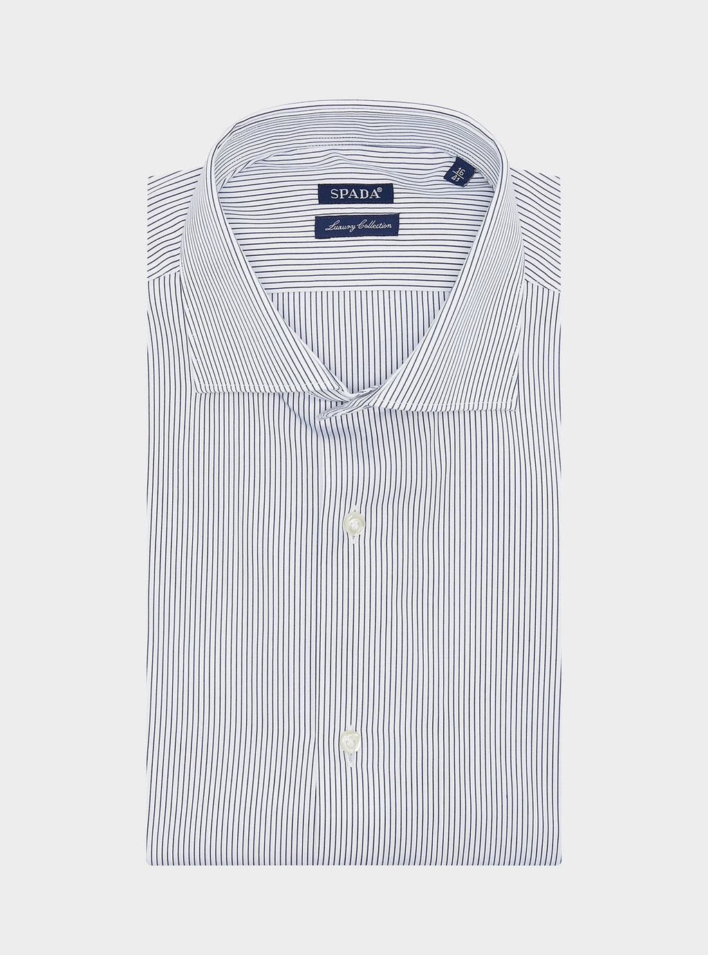 Camicia a righe collo francese in puro cotone-0