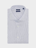 Camicia a righe collo francese in puro cotone-0
