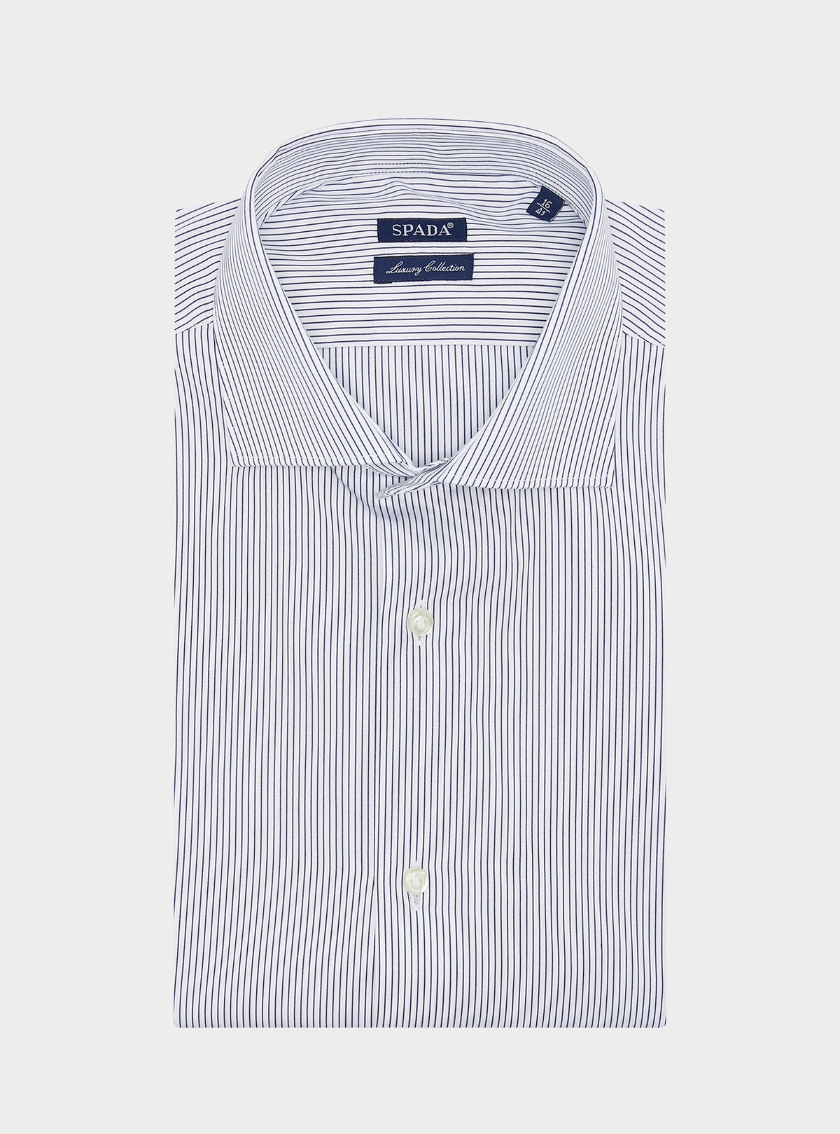 Camicia a righe collo francese in puro cotone-0