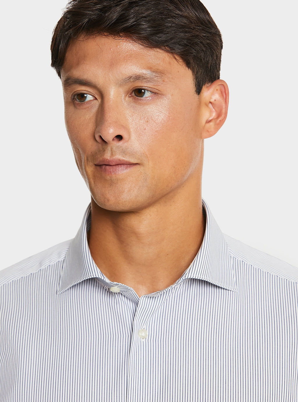 Camicia a righe collo francese in puro cotone-2