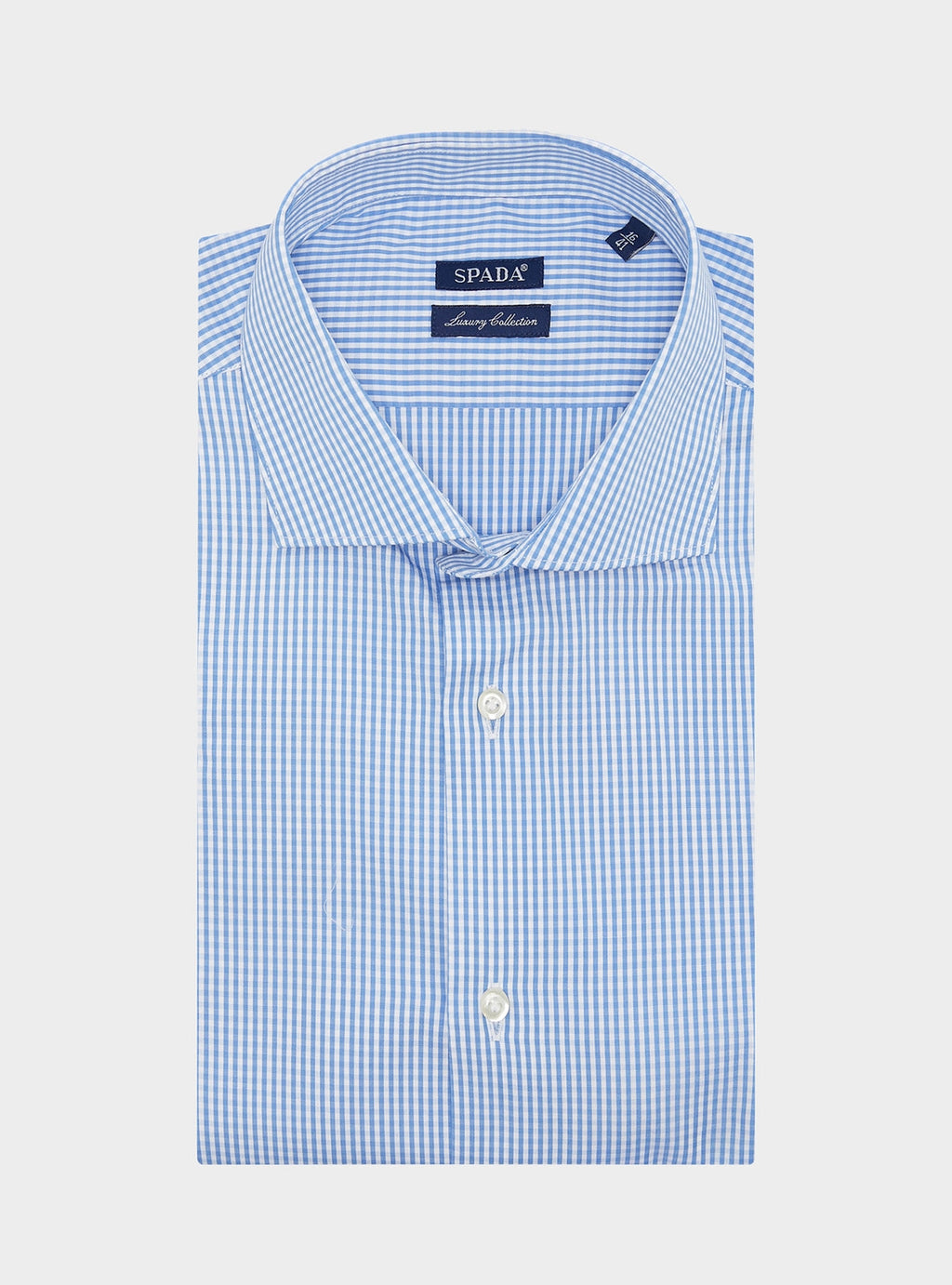 Camicia a quadretti collo francese in puro cotone-0