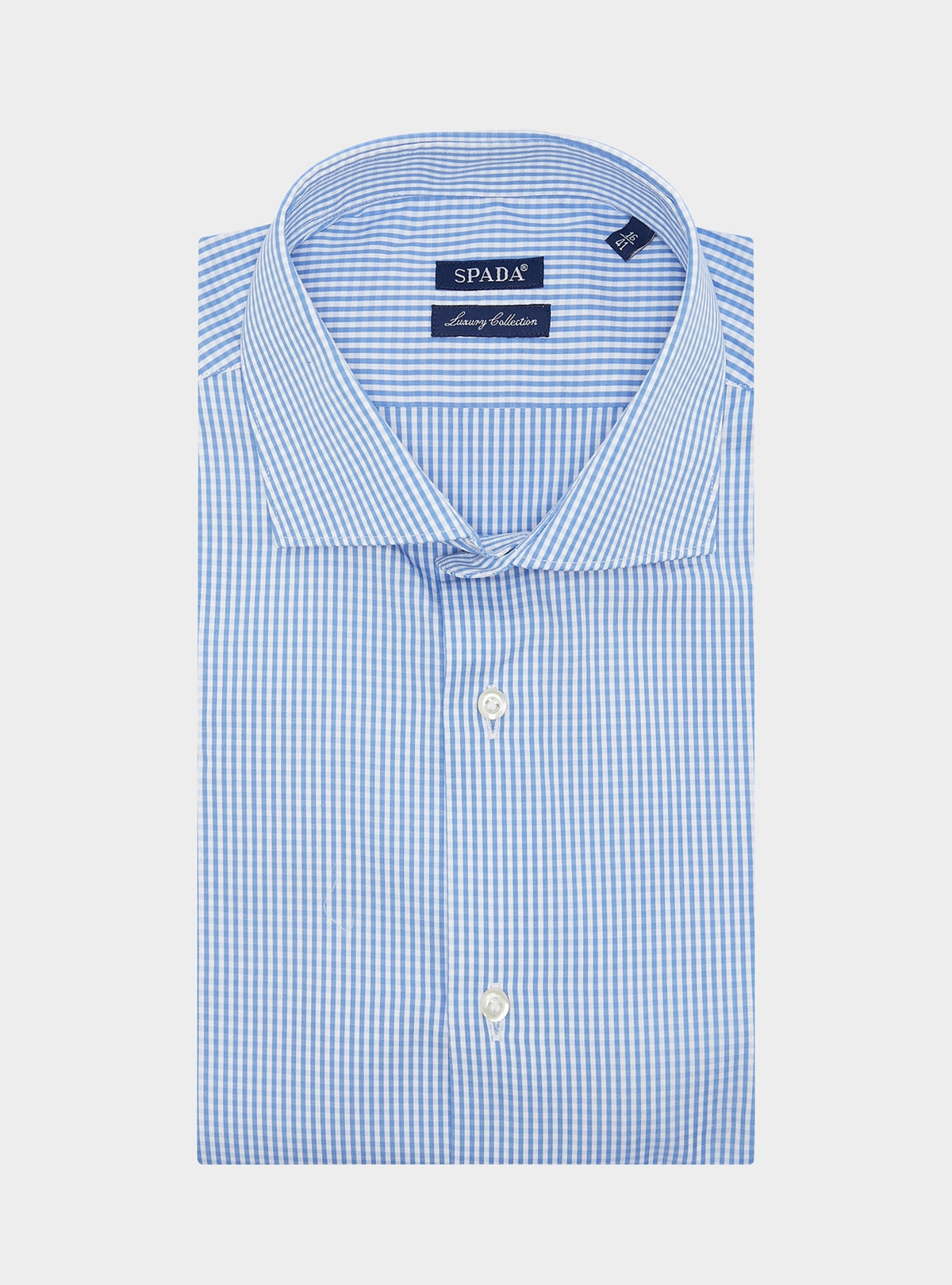 Camicia a quadretti collo francese in puro cotone-0