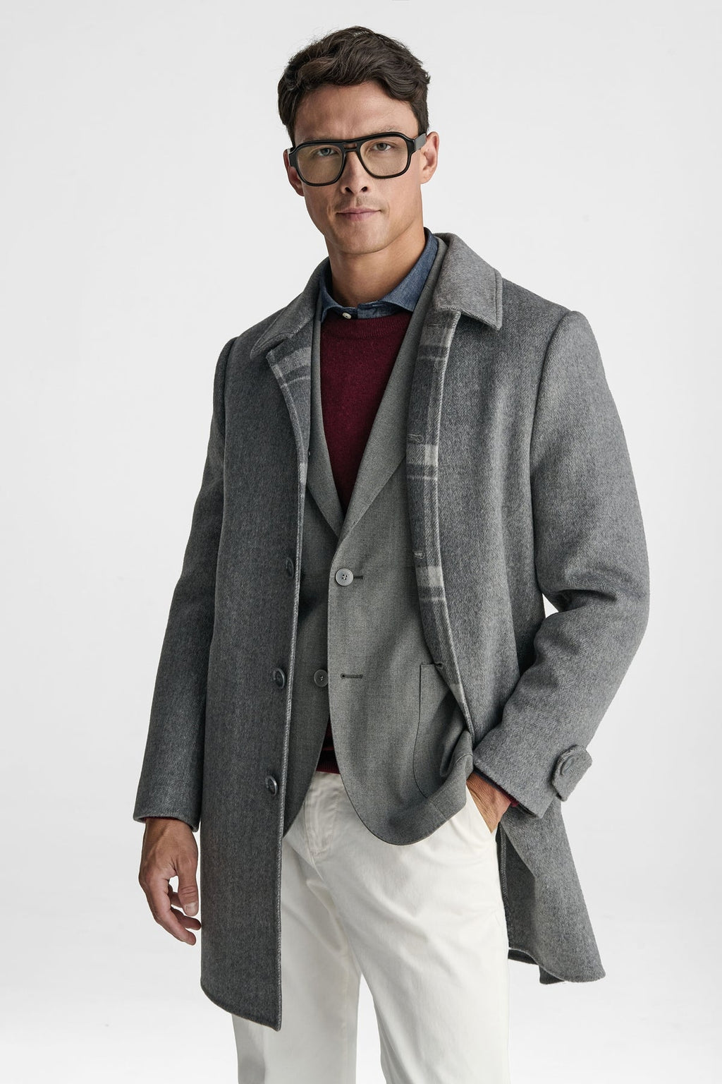 Cappotto in misto lana spigato-1