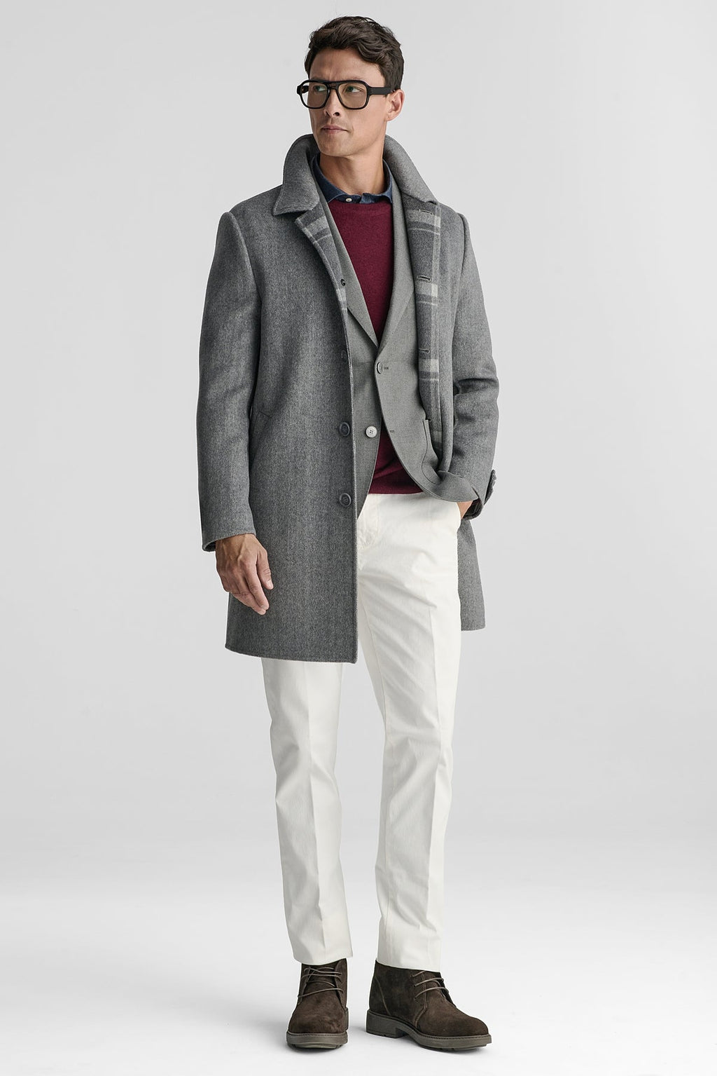 Cappotto in misto lana spigato-0