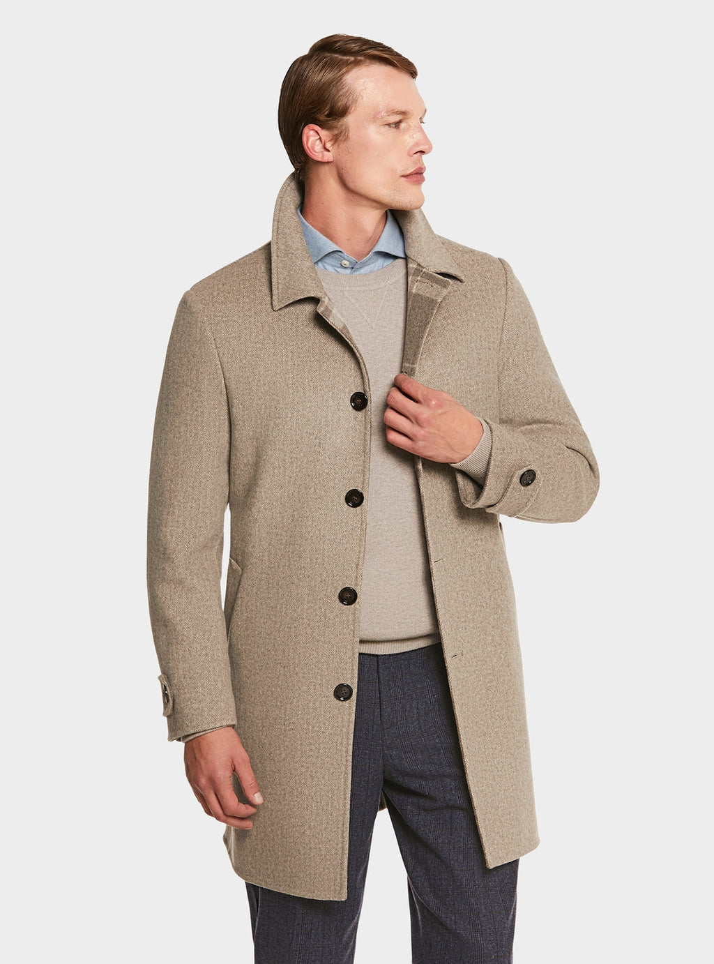 Cappotto in misto lana spigato-1