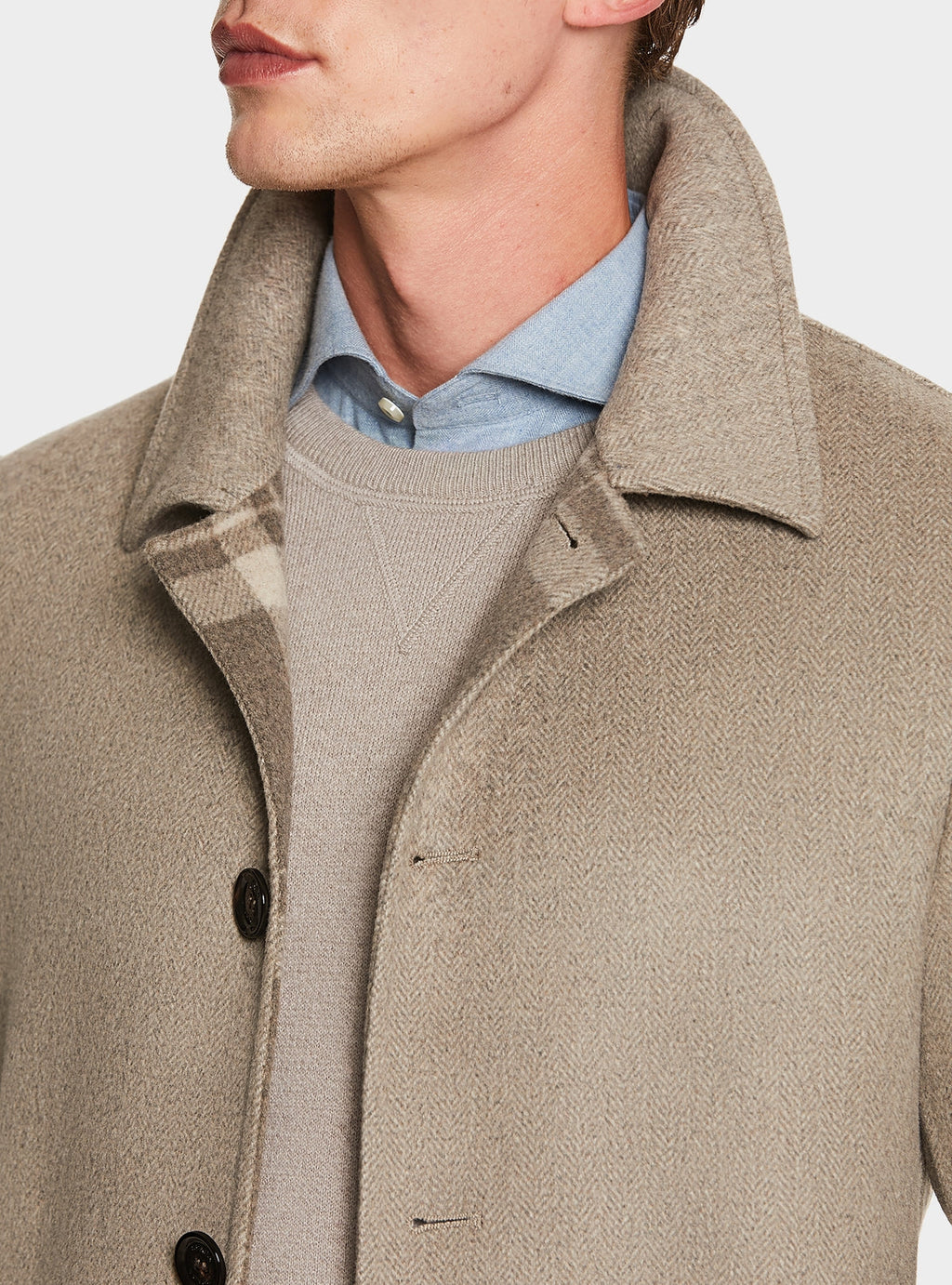 Cappotto in misto lana spigato-2