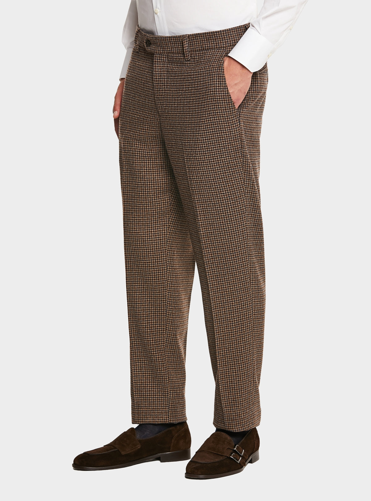 Pantalone misto lana pied de poule-0