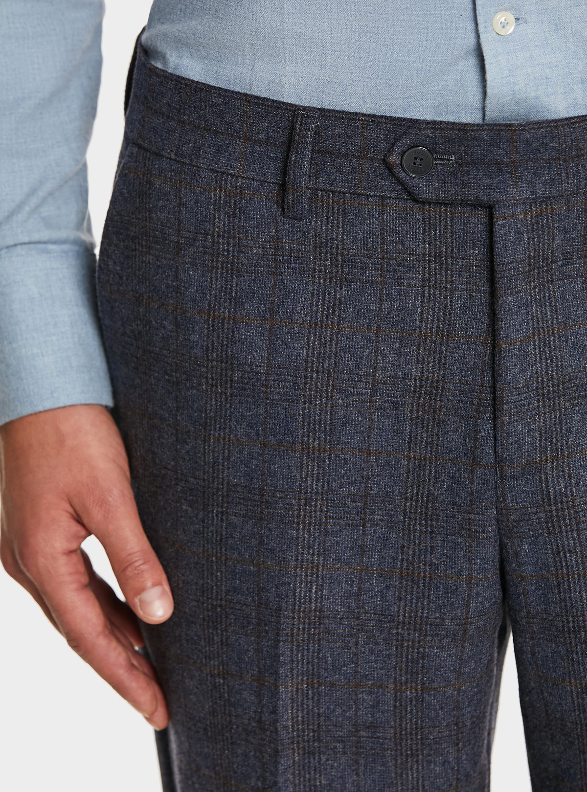 Pantaloni in misto lana con fantasia a quadri-1