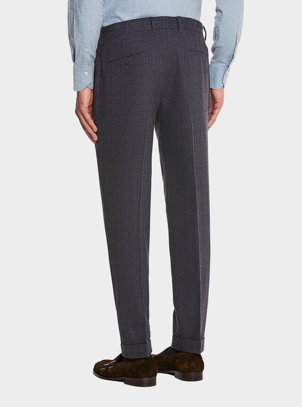 Pantaloni in misto lana con fantasia a quadri-2
