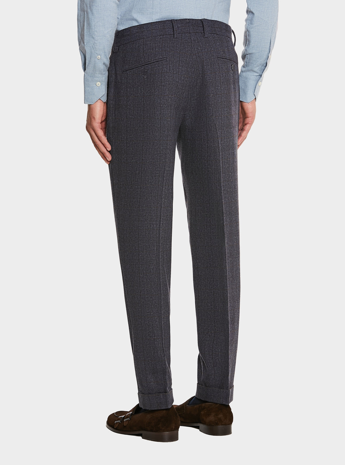 Pantaloni in misto lana con fantasia a quadri-2