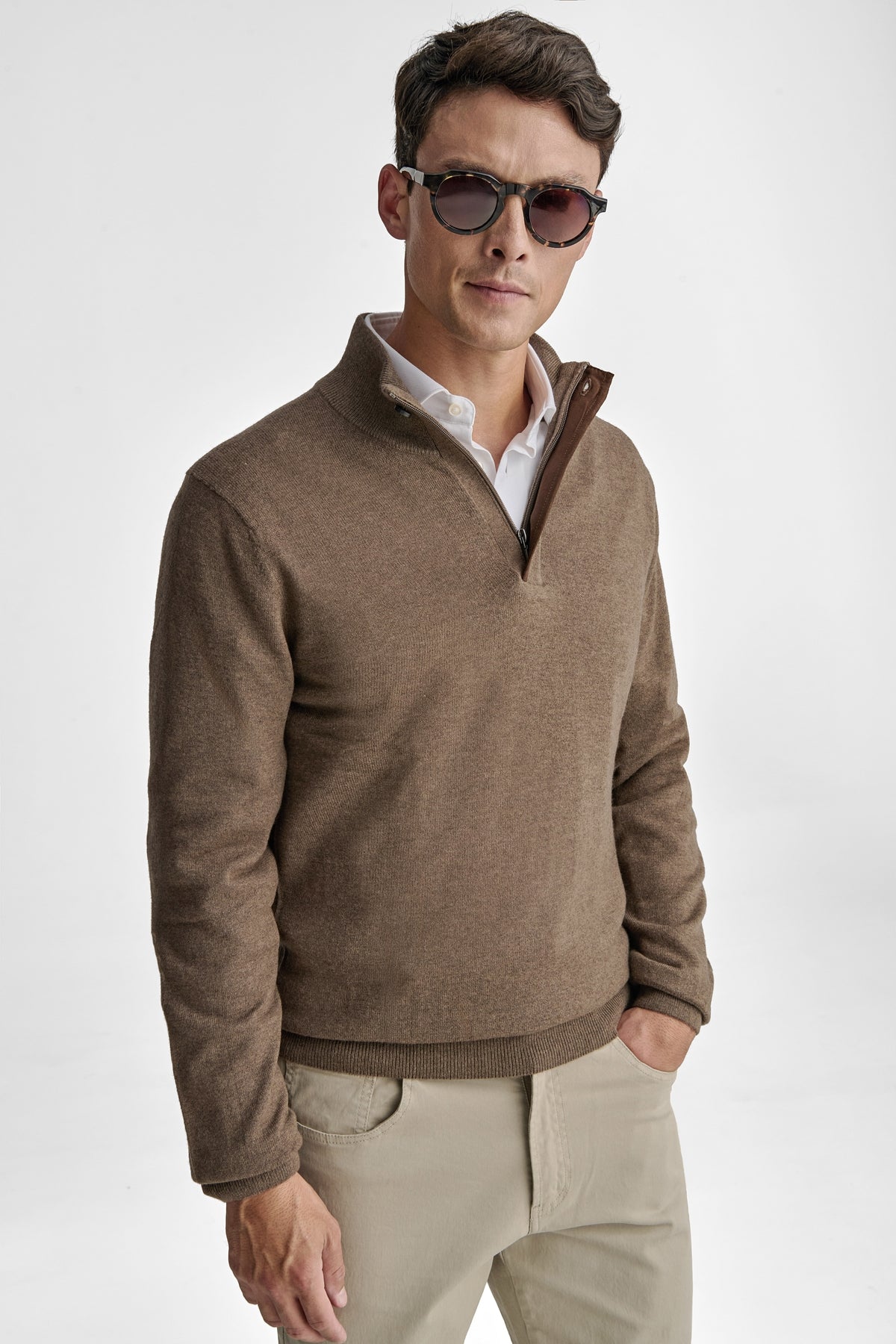 Maglia mock neck in lana e cashmere-0