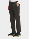 Pantalone tasca America in cotone stretch con microfantasia-0