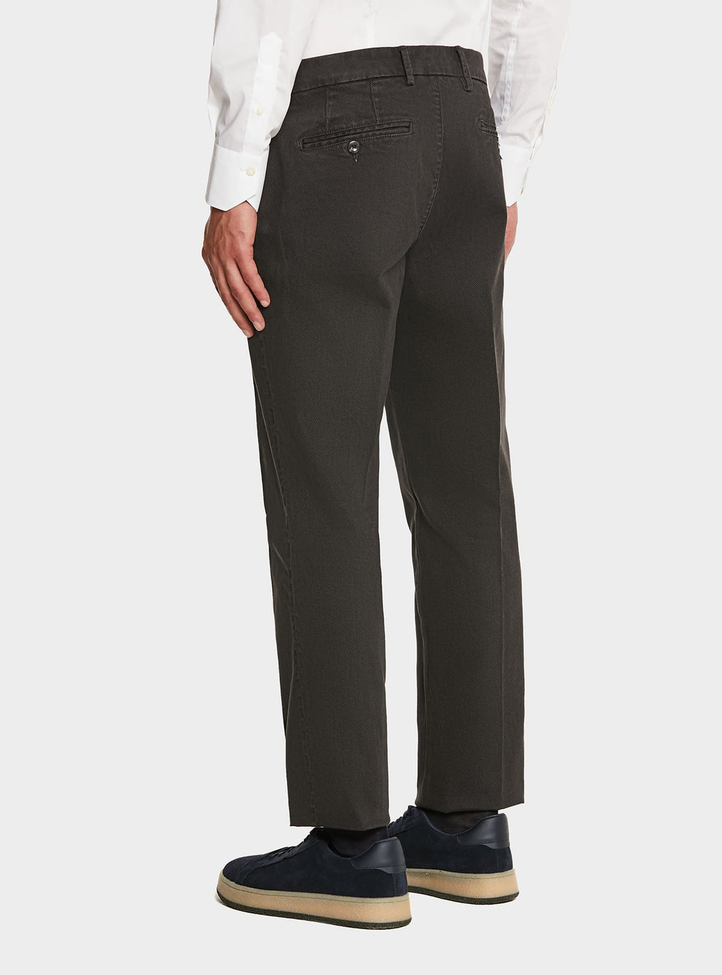 Pantalone tasca America in cotone stretch con microfantasia-3