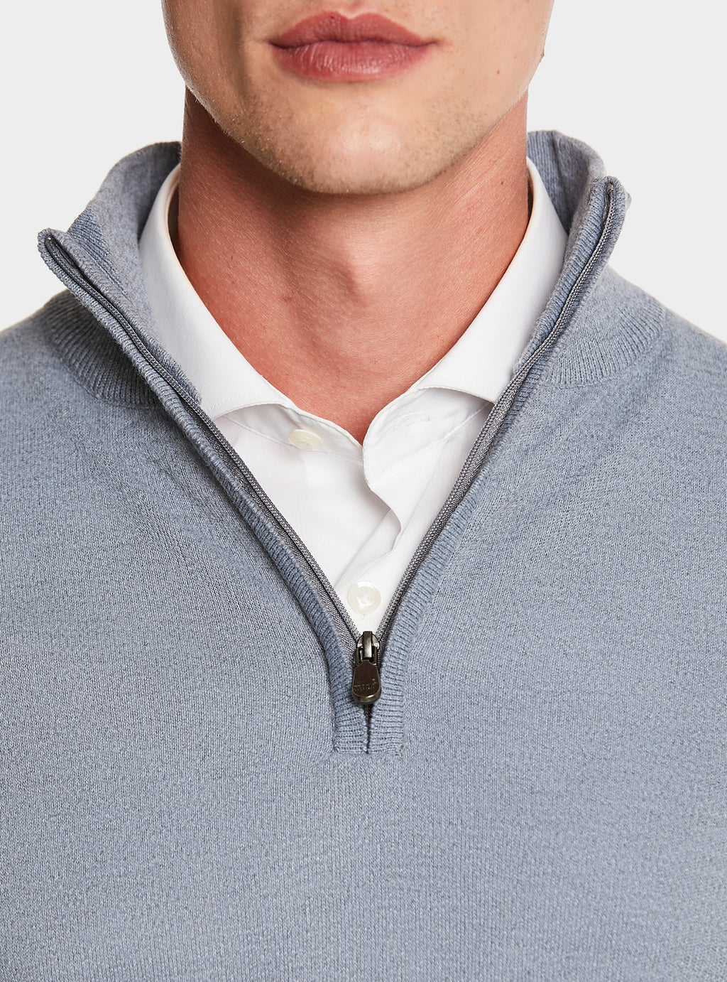 Maglia mezza zip tinta unita-2