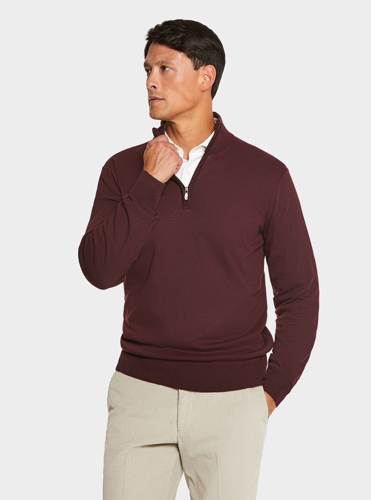 Maglia mezza zip tinta unita-0