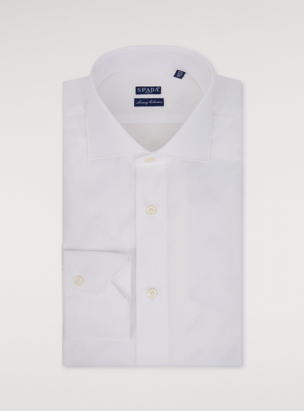 Camicia collo francese in puro cotone tinta unita-0