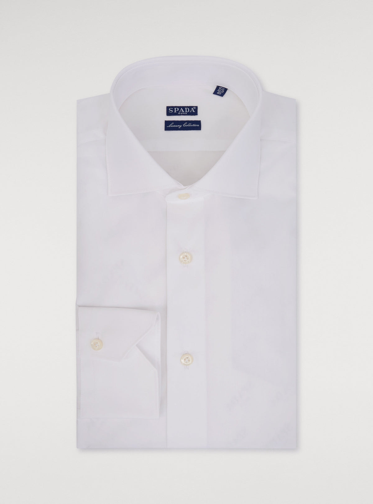 Camicia collo francese in puro cotone tinta unita-0