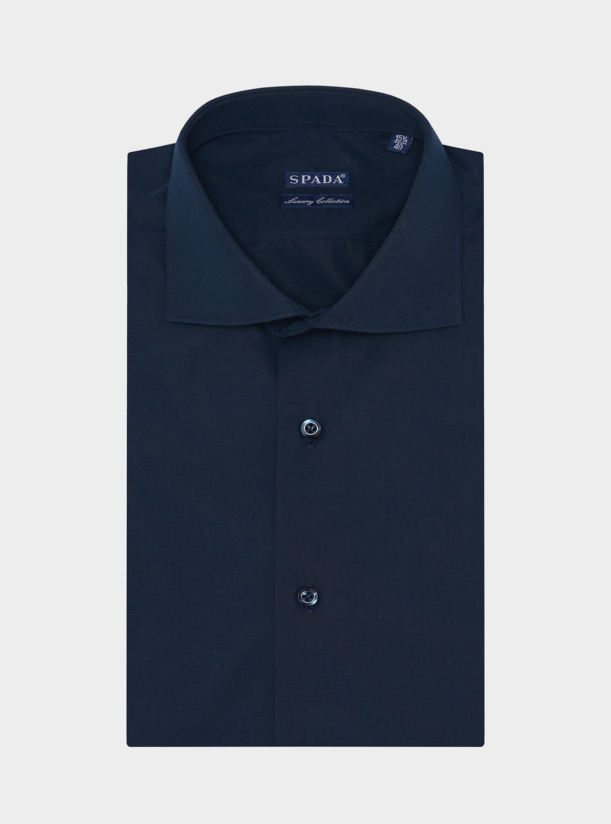 Camicia collo francese in puro cotone tinta unita-0