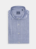Camicia in lino e cotone a righe-0