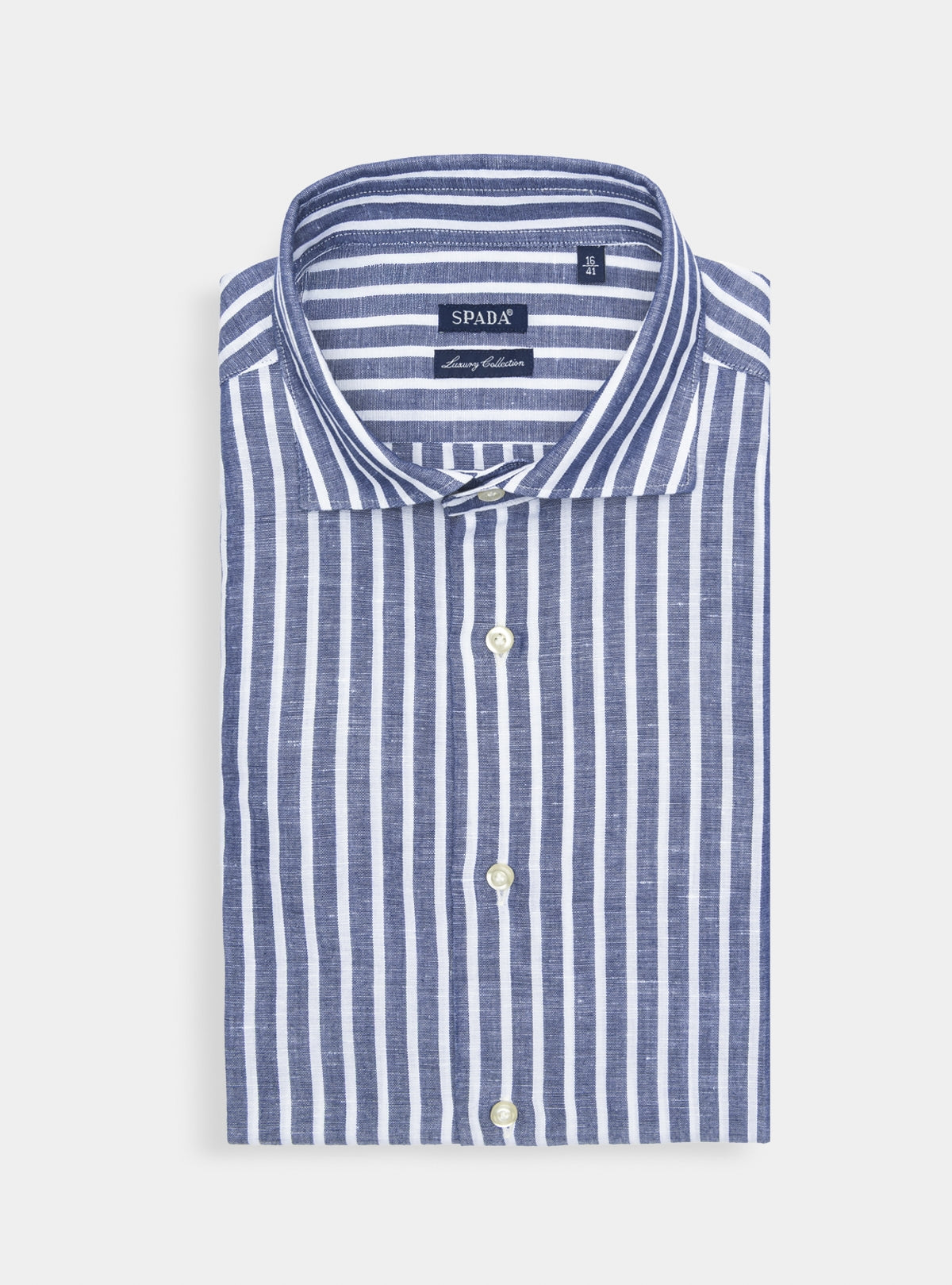 Camicia in lino e cotone a righe-0