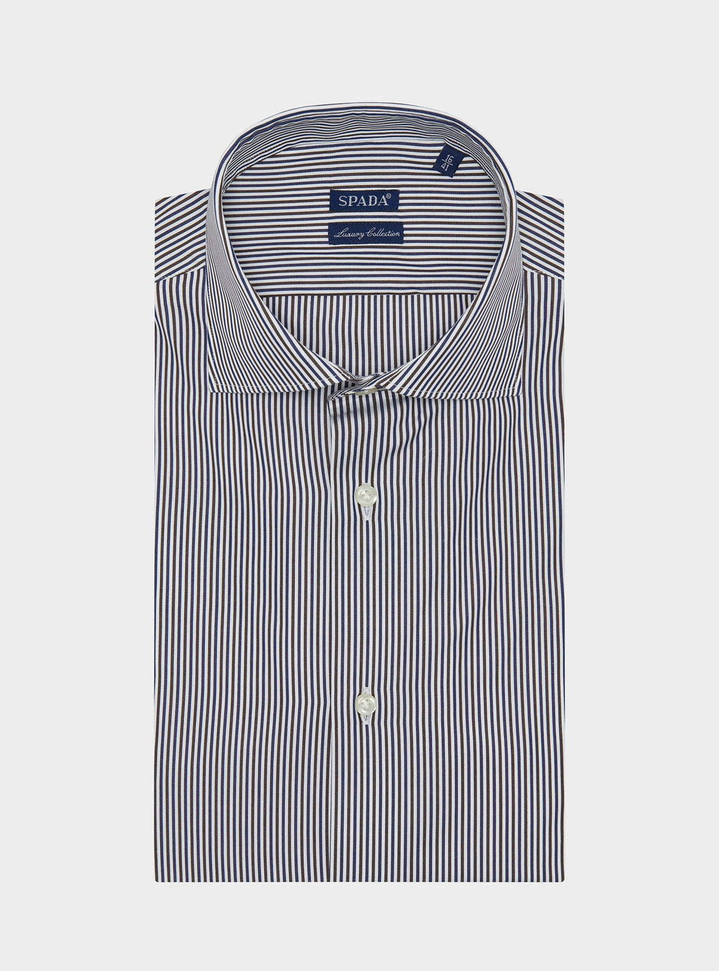 Camicia collo francese multiriga in puro cotone-0