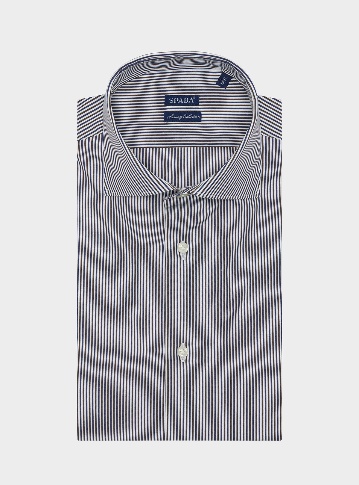 Camicia collo francese multiriga in puro cotone-0