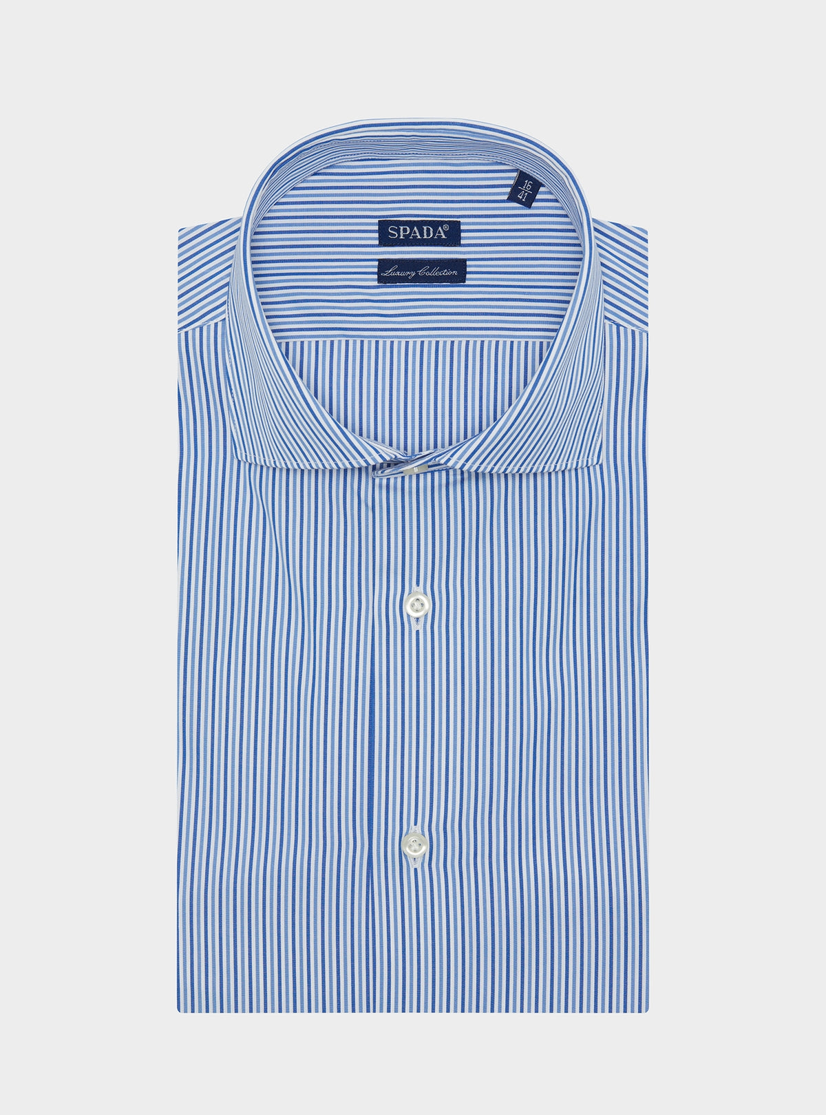 Camicia collo francese multiriga in puro cotone-0
