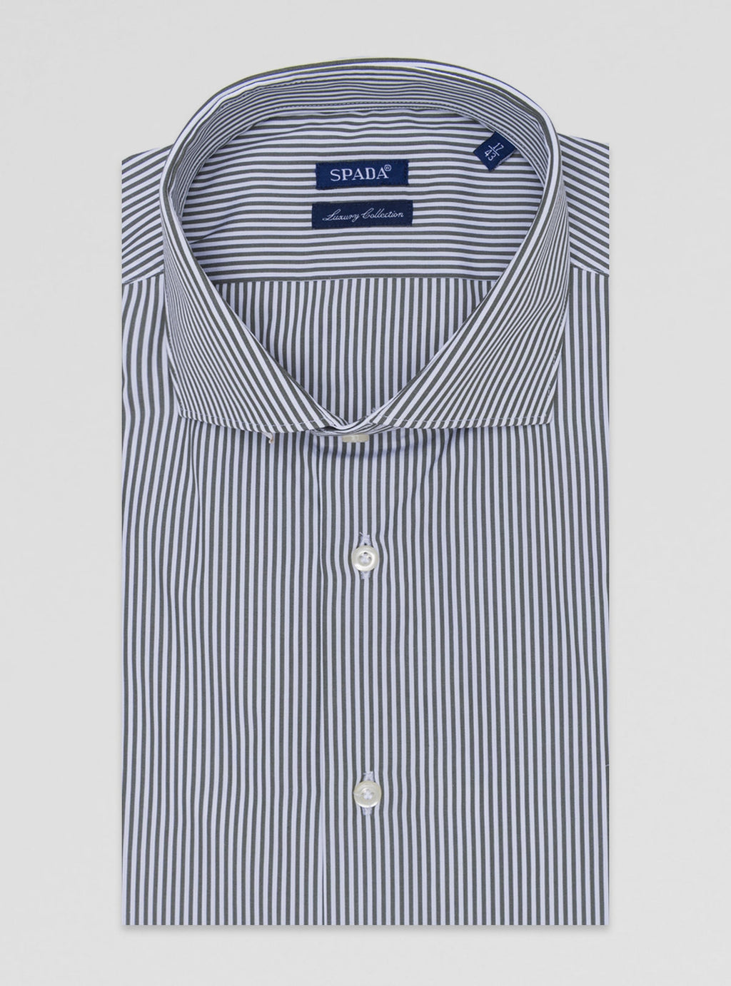 Camicia collo francese multiriga in puro cotone-0