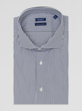 Camicia collo francese multiriga in puro cotone-0