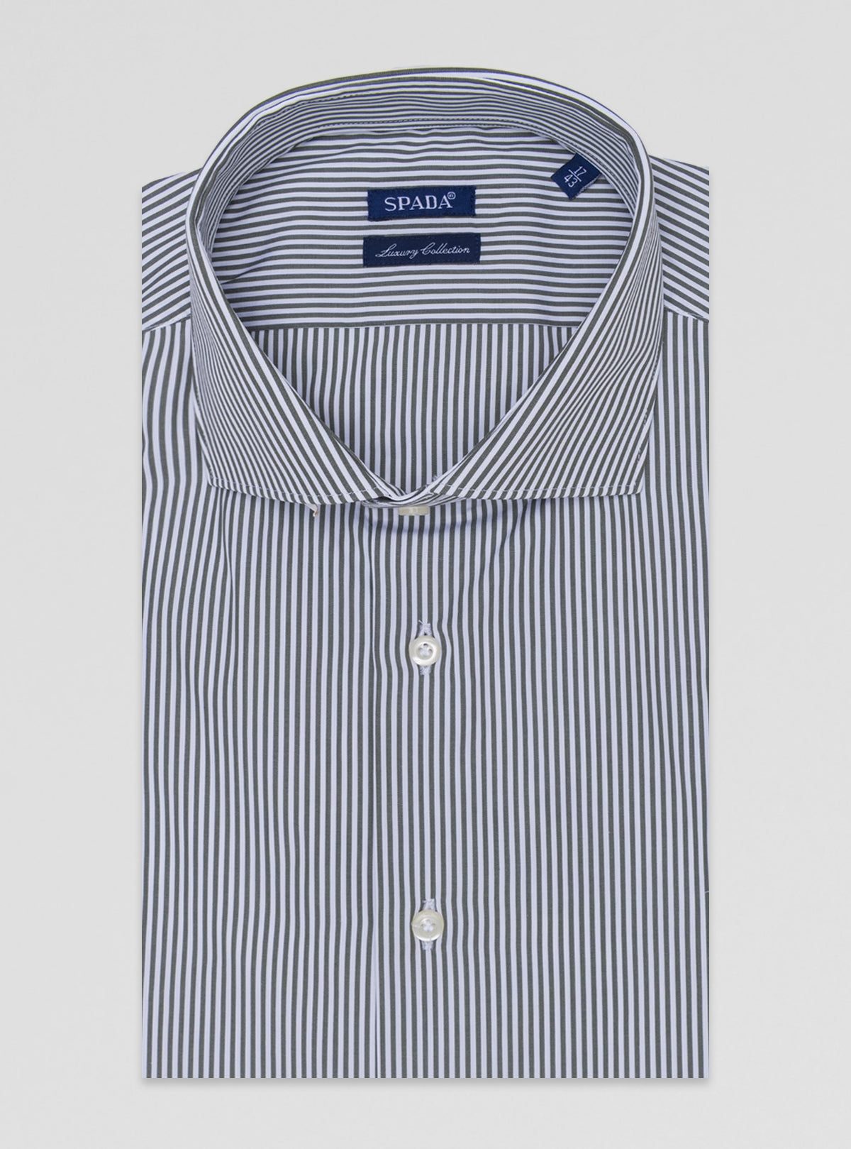 Camicia collo francese multiriga in puro cotone-0