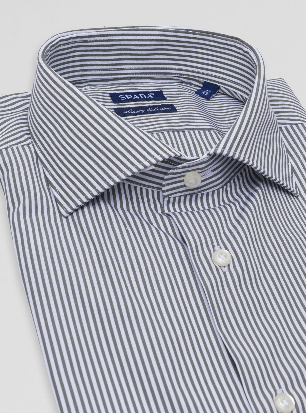 Camicia collo francese multiriga in puro cotone-1