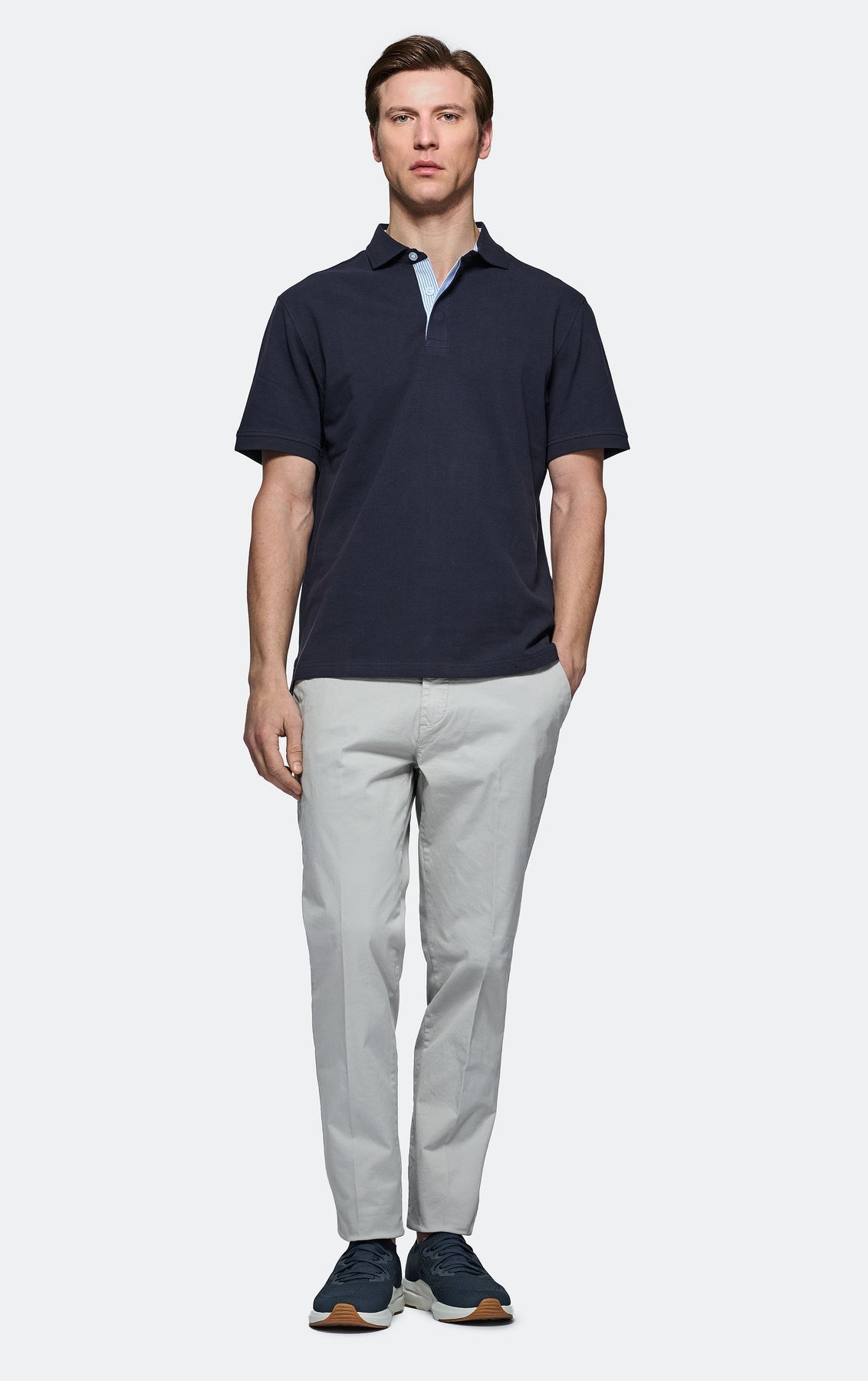 Polo piquet 100% cotone con colletto a contrasto-2