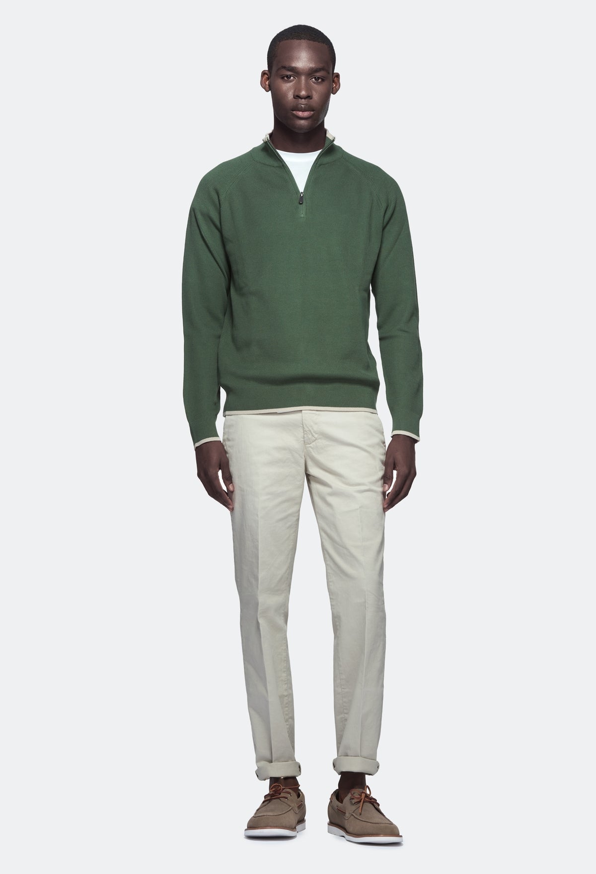 Maglia mezza zip in puro cotone-2