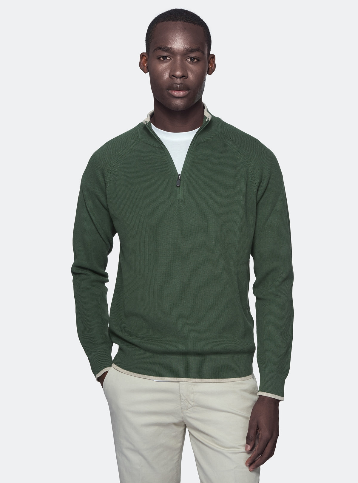 Maglia mezza zip in puro cotone-0