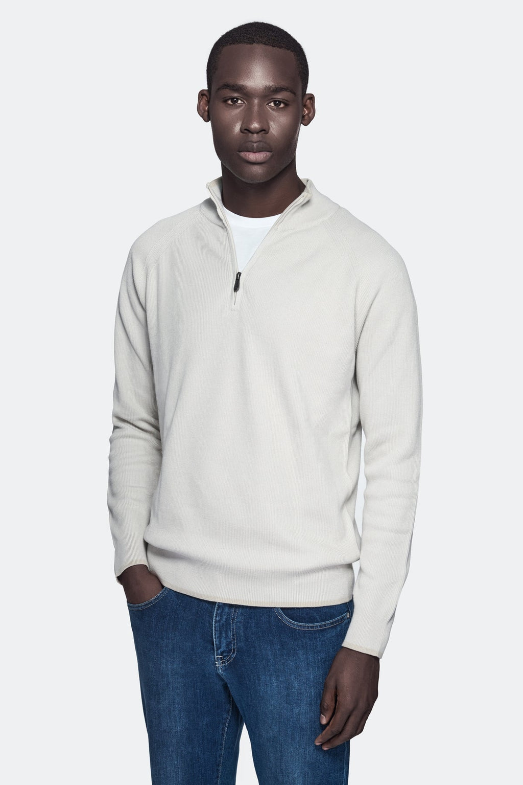 Maglia mezza zip in puro cotone-2