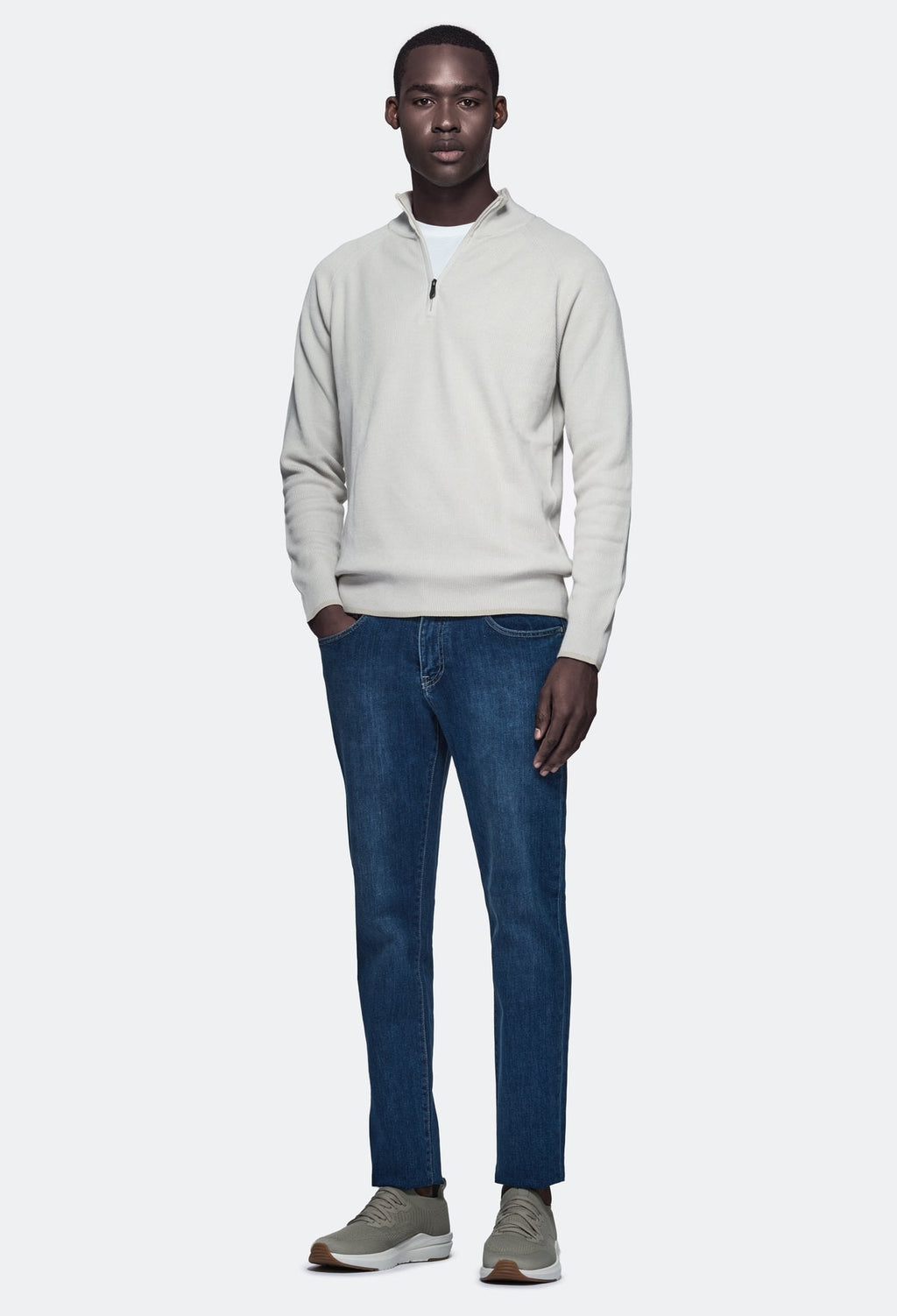 Maglia mezza zip in puro cotone-0