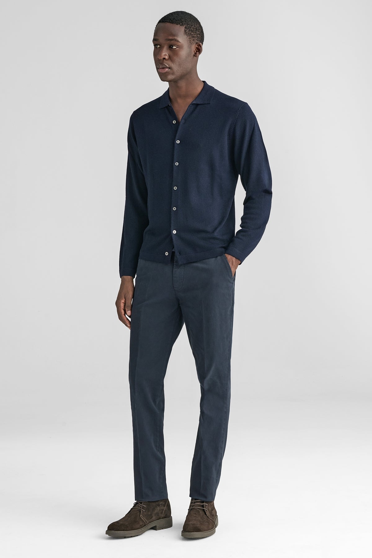 Pantaloni chino uomo in cotone twill blu
