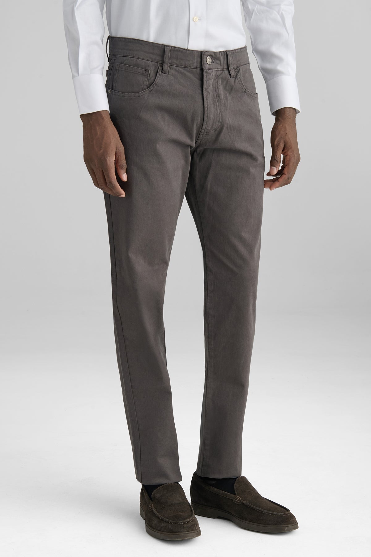 Pantaloni 5 tasche in cotone twill uomo-0