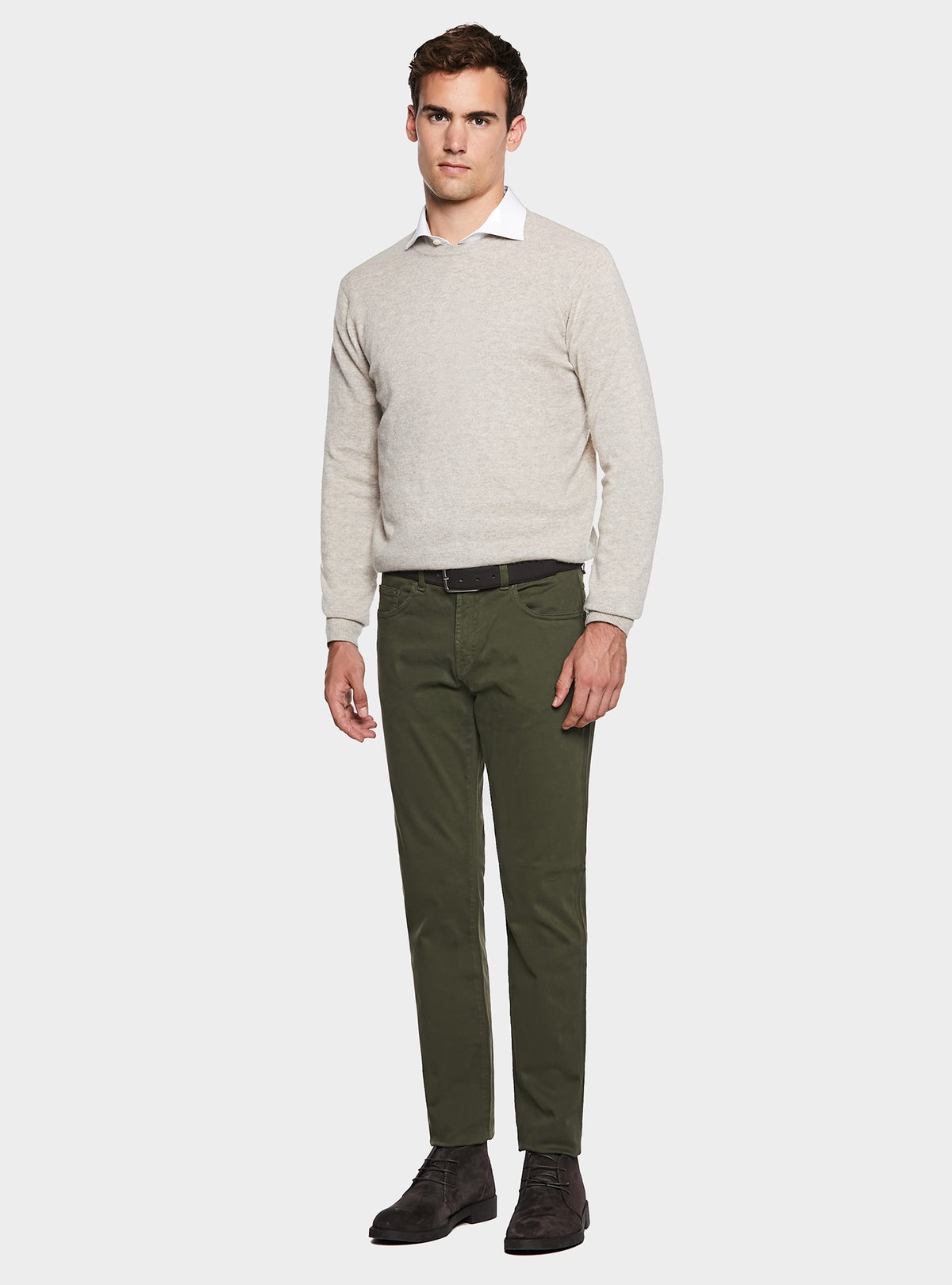Pantaloni 5 tasche in cotone twill uomo-0