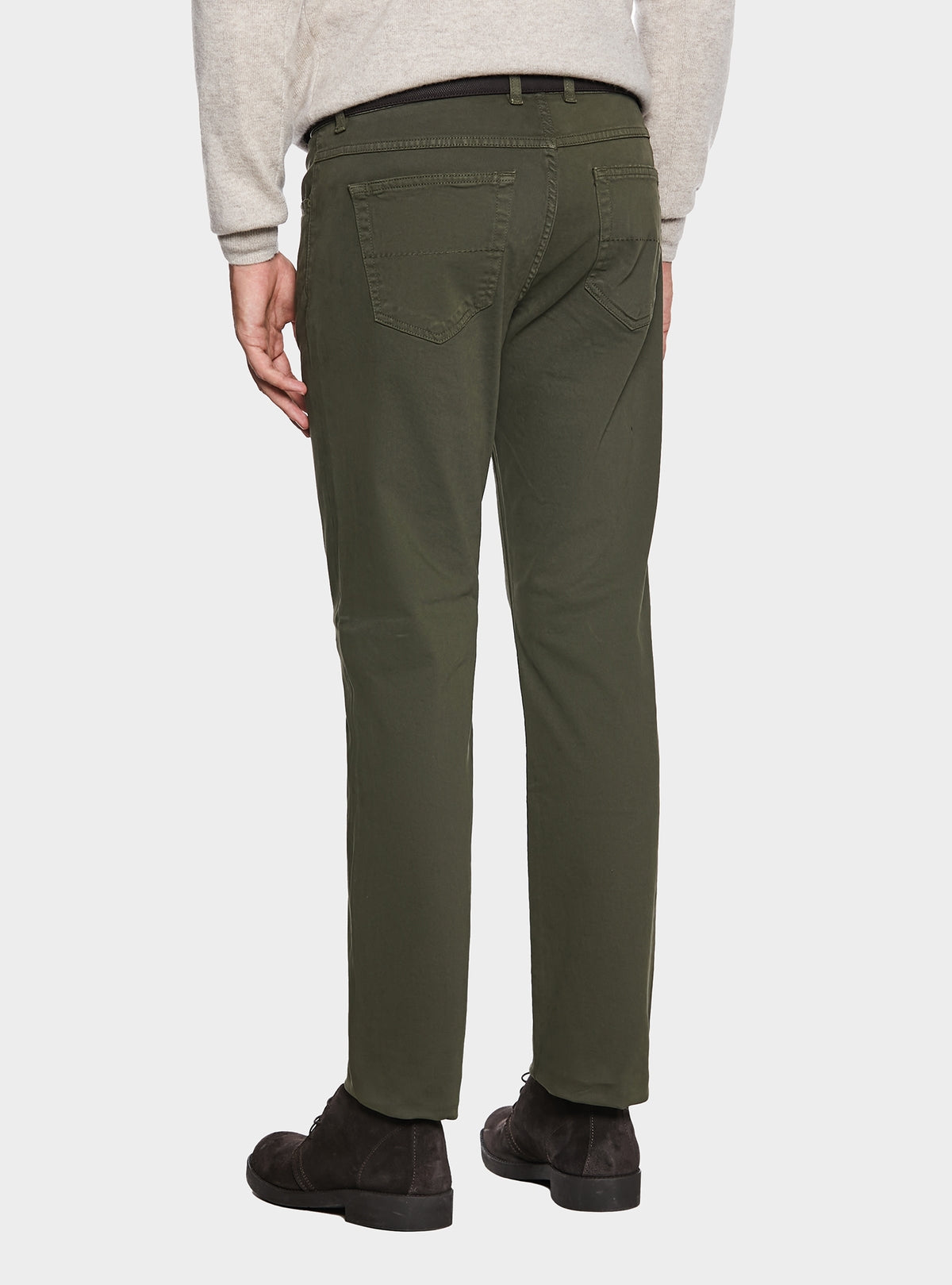 Pantaloni 5 tasche in cotone twill uomo-1