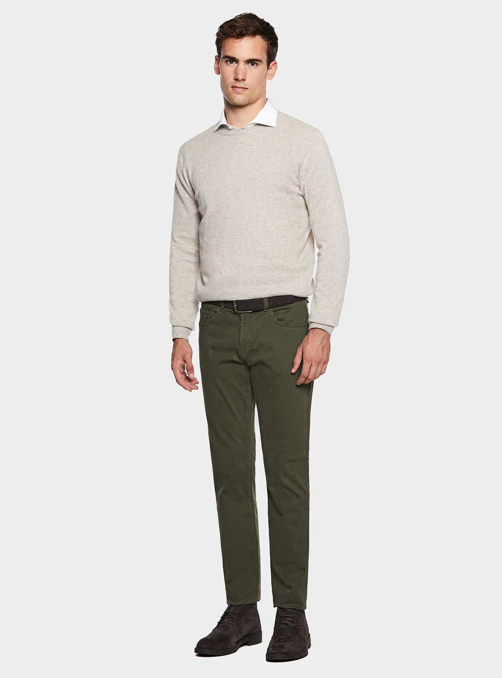 Pantaloni 5 tasche in cotone twill uomo-0
