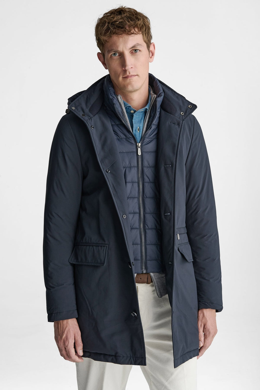 Giubbino lungo con gilet imbottito-0