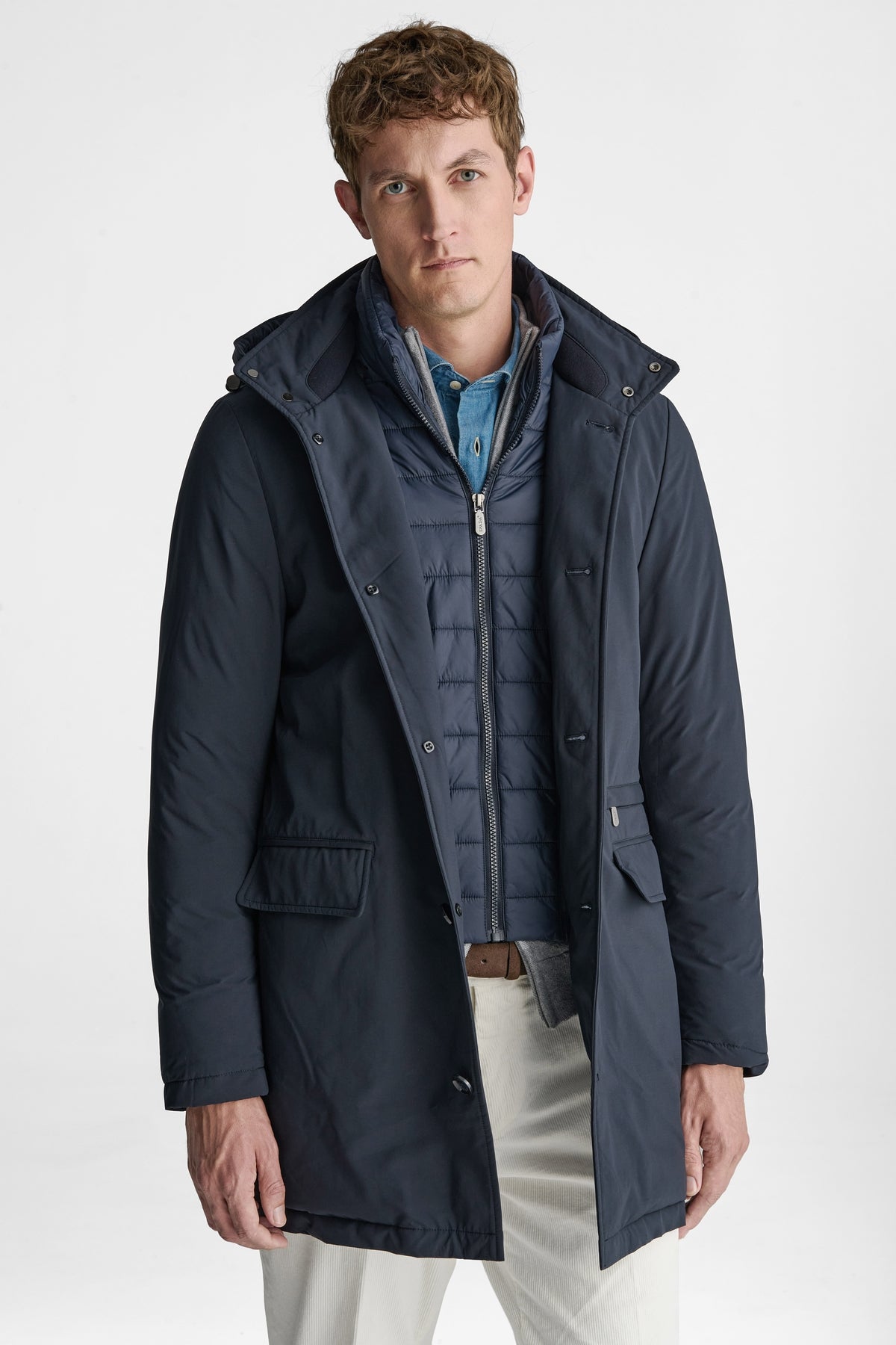 Giubbino lungo con gilet imbottito-0