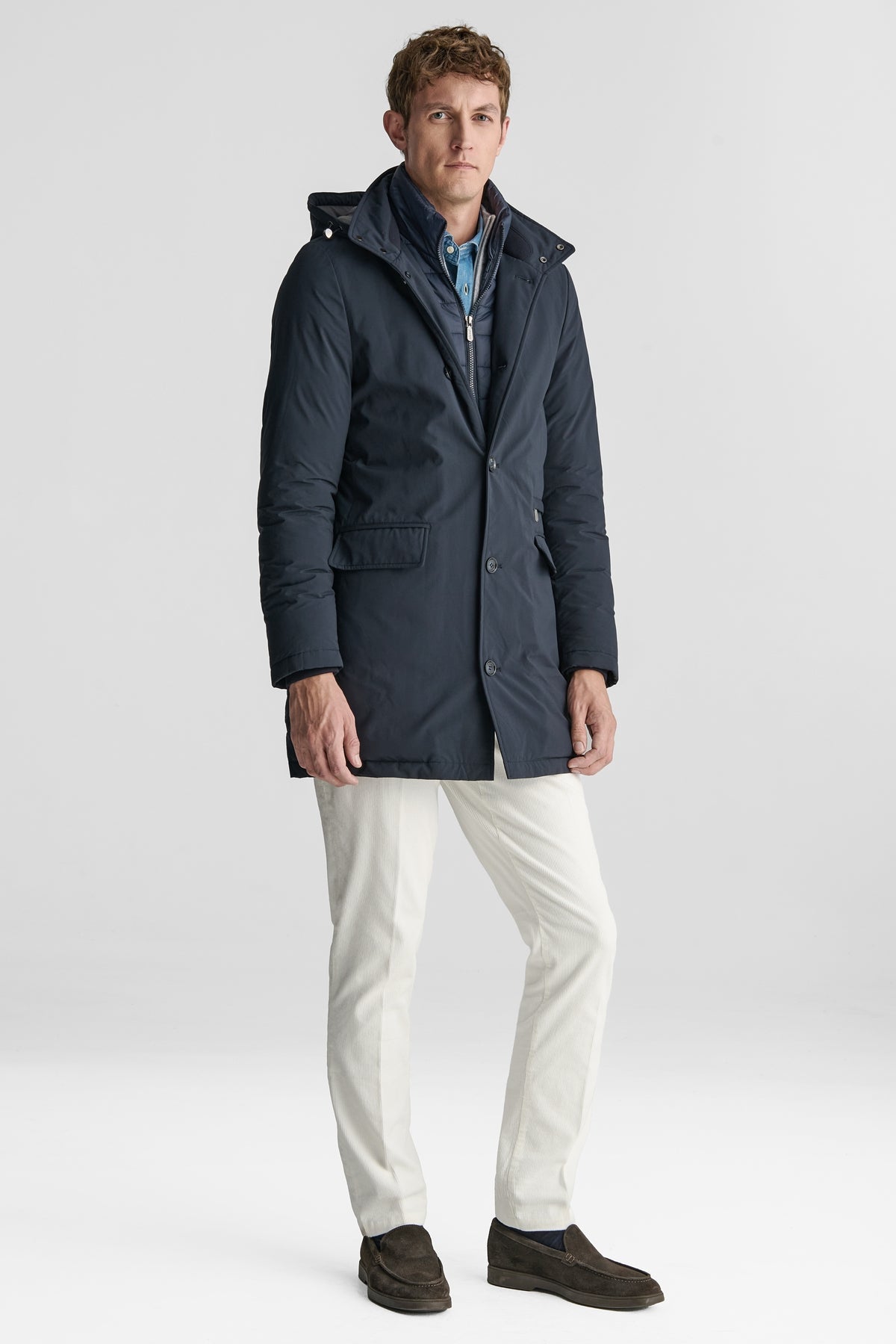 Giubbino lungo con gilet imbottito-1