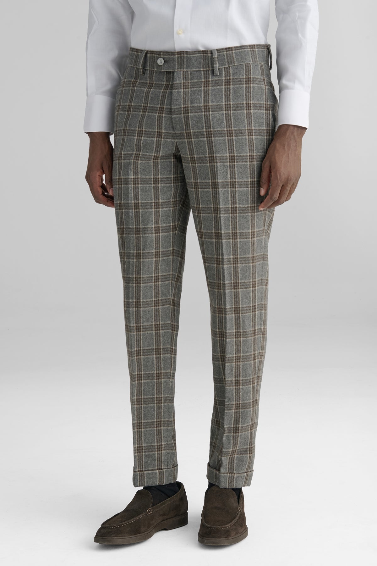 Pantalone a quadri in misto lana-0