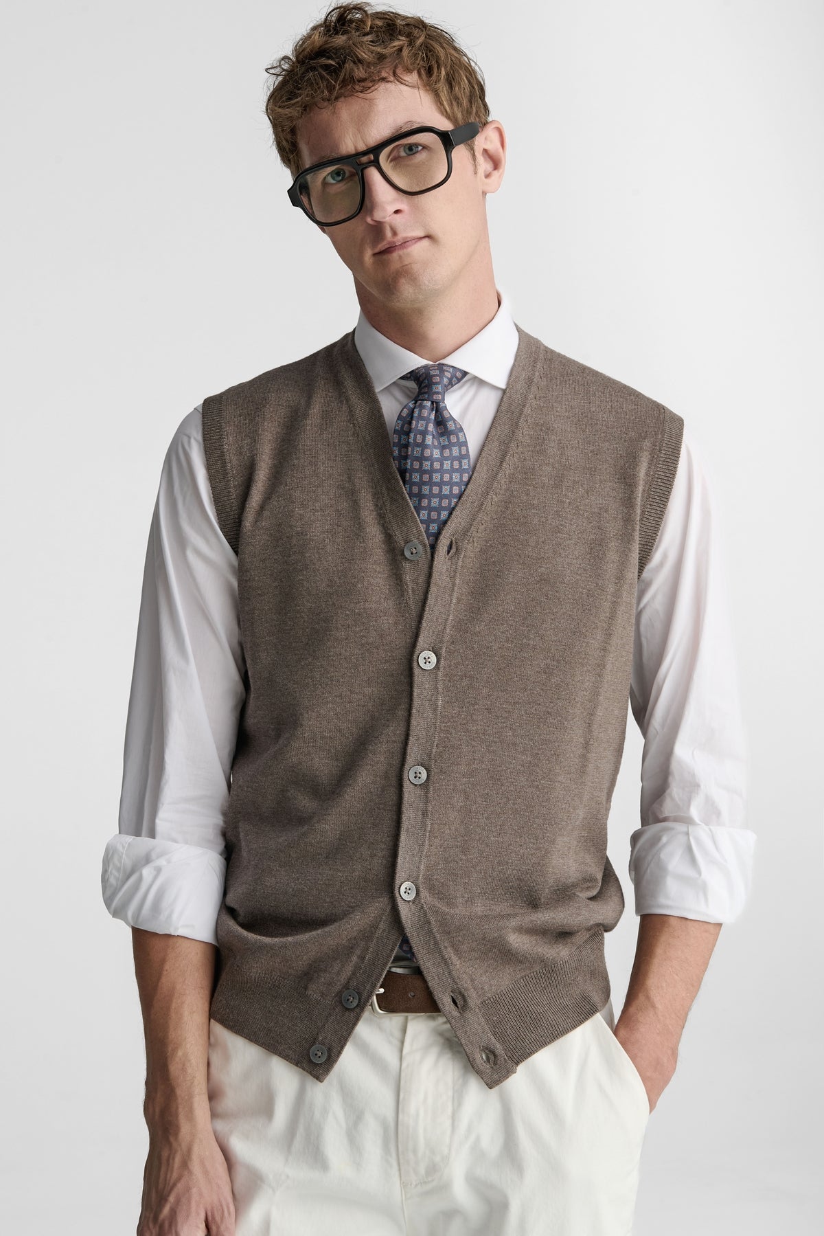 Gilet in maglia con bottoni-0